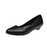 New White-Collar Low-Heeled Work Shoes Fashion Leather Coarse OL Single Shoes Vietnamese Side Trade Dress Women's