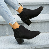 And Winter Fashion Coarse And High-Heeling Women's Short-Thigh Cylindrical Head Side Zipper Martin Boots Large-Size Bare