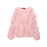 Spring 2025 New Long Fashion Loose Design Niche Laminated Shirt Top
