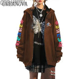 Jersey Art Letter Street Hickolote Harajuku Y2k Black Zipper Hoodie
