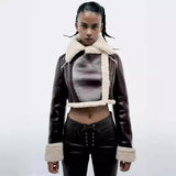 2025 Winter Season New Women's Lapel Fur Integrated Grab Velvet Double-Sided Short Jacket