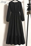 Women Summer Dress Floral Print Casual Long Dresses Female Long Sleeve Elegant A Line Beach