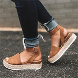 Women's Shoes Thick-Soled Women's Sandals Buckle With Slope Hemp Rope Light Soles High-Heeled Sandals