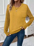 Long Sleeves Solid-Colored Knitted Shirt Thread Hollow Slim Bottom Sweater