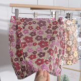 Heavy Industry Lighting Flowers A-Word Skirt High Waist Thin Ass Anti-Light Short Skirt Women
