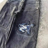 High Street Jeans Y2K Hip Hop Printed Cartoon Retro Loose Men