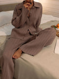 Zingj 2024 Ins New Pit Strip Sweater Cardigan Wide-Leg Pants Two-Piece
