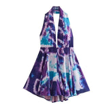 Summer New Fashion V Collar Sling Sexy Print Hanging Neck Collar Short Dress