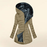 Wool Collar Zipper Long Sleeves To Keep Warm Hooded Coat Coat Cotton Women