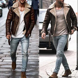 Explosion Of Imitation Leather Velvet Men's Jacket Thick Zipper Coat Fur Bump