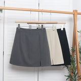 Open Forked-But Hip Anti-Walking A-Word Short Skirt Woman 2025 Suit Fabric Thin A-Dress Skirt