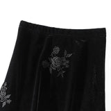 Design Black Embroidery Art Sense Half-Body Skirt Female High-Waist Ghost Velvet Gooster