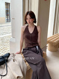 Xixi 2025 Autumn White Label New V-Neck Wool Bottom Knitted Shirt Vest Women