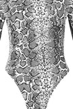 Sexy Hot Women Long Sleeve Turtleneck Bodycon Slim Romper Tops Snake Skin Print Clubwear Party Jumpsuit Leotard Outwear