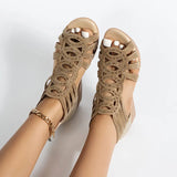 New Slope And Water Drill Fish Mouth Sandals Women Soft-Soled Toe High-Heeled Roman Shoes Roman
