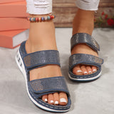 Spring And Summer New Women's Leisure Large-Size Water Drill Slope And Comfortable Air Cushion Slippers