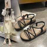 Roman Sandals In The Summer Of 2025, Women's Thick-Bottomed Fashion Fairy Wind Soft-Soled Students Anti-Slip Beach