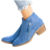 Large-Size Velvet-Faced Martin Boots Women 2025 Autumn And Winter New Round Head Low With Double Zipper English Short