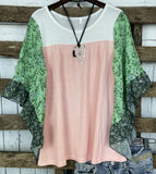 Women's Dress Spring And Summer Wish Bat Sleeve Print Color Waffug Blouse T-Shirt