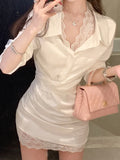 2025 New Small Gentle Spring Temperament Sexy Lace Shirt Skirt Dress Dress