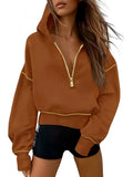 Women's Clothing 2025 Spring And Autumn Half Zipper Short Hoodie Women