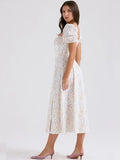 High-End Women's Dress French Style Collar Crumn Dress Dress Temperament Print Dress Fashion Casual Holiday