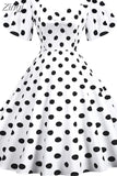 Women Summer Dress Butterfly Sleeve Swing Vintage Dresses Robe Femme Elegant Green Polka Dot Party Sundress