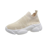 New Breathable Mesh Sports Casual Women's Shoes Platform Running Shoes One Foot Set Small White