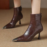 Pointed High Heel Boots Metal Head Gas Small Short Boots High Heels Short Boots Thighs Short Boots Tiring Boots Without Tired