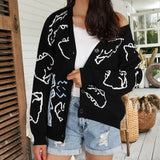 Long-Sleeved Knitted Autumn And Winter New Coat Loose Cartoon Dinosaur