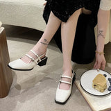 Mary Jane Baotou Sandals Women's Summer New Vintage Head Coarse Heel High Heel With Bright Leather Women's
