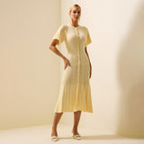 Design Single-Drip Buckle Dress Knitted Dress Female Senior Folding Dress Simple Elegant