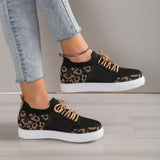 Women 2025 New Leopard Round Head With Flat-Soled Mesh Casual Sports Women's Single