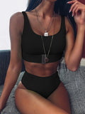 Zingj Hot Style Bikini Hot Selling High Waist Pure Color Bikini Pit Strip Swimsuit Split Button