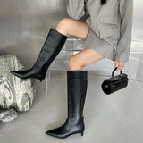 And Winter New Wearing Pointed Wide Boots But Knee-High Cat And Knight Boots Fashion