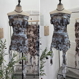 Shooting Holiday Wind Shoulder Folding Net Grums Flower Top Design Feeling Drift With Unique T-Shirt