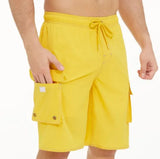 Pants Solid Color Multi-Pocket Fake Two Double-Layer Overalls Five-Point Fitness Running Leisure Sports