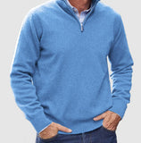 New Winter Long Sleeve V-Neck De-Yvet Zipper Men's Casual Polo