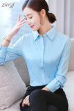Shirt Women Polyester Cotton Shirts for Women Long Sleeve Blouse Women Dress Shirts Fashion Female Clothing OL Womens