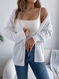 Wind Shooting Autumn And Winter Casual Pure Color Hollow Long Sleeve Open Shirt Sweater Coat Women's
