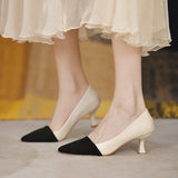 Women's Shoes 2025 Spring And Autumn New Korean Version Of The Color Light Mouth With High Heels Fashion Small Fragrant Wind Single