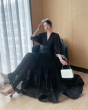 Seaside New Super Layer V-Neck Waist Temperament Famous 100 Fold Dress Short-Sleeved A-Word Dress