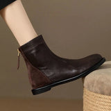 Design Retro Round Head Thin Boots Women Autumn And Winter New Flat Bottom Martin Boots Soft Commute Low And Short Boots