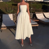 Sexy Women's Summer Wearing A Fish Bone Thoracic Dress Pure Style Hot Girl Repair In The Back Of The Long