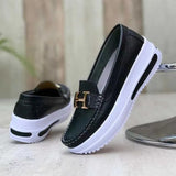 Autumn 2025 Thick Bottom Round Head Solid Color Women 40-43PU Light-Mouthed Women's Flat-Soled Single