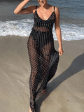 Polka Dot Sheer Mesh Maxi Dress- Outfit