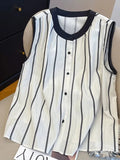 Striped Thin Sleeveless Shirt For Women In The Summer Of 2025 New Loose-Fitting Small Vest