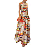 Zingj New Fall 2023 Fashion Casual Print Waist Slim Sleeveless Dress-Outfit