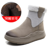Velvet Snow Boots Winter Thick Cotton Boots Girl Retro Color Layer Kraft High Help Short Boots Plus