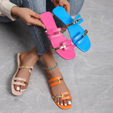 Summer New Women's Shoes Sand Slippers Large-Size Bright-Faced Flat-Bottomed Women's Slippers